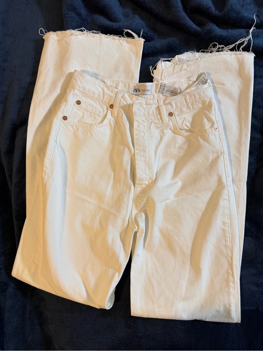 Zara Men Cream Straight-Leg Jeans